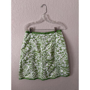 VTG Y2K Low Rise A-Line Skirt Green Hawaiian Print Size 8 Old Navy 100% Cotton